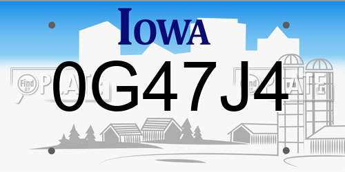 0G47J4 Iowa License Plate