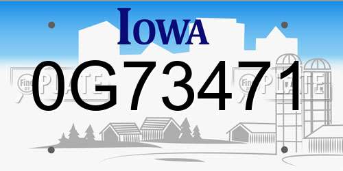 0G73471 Iowa License Plate