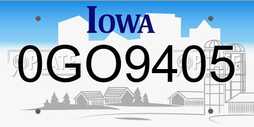0GO9405 Iowa License Plate