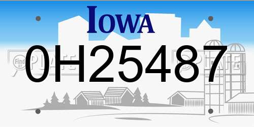 0H25487 Iowa License Plate