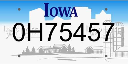 0H75457 Iowa License Plate