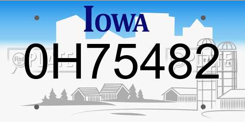 0H75482 Iowa License Plate