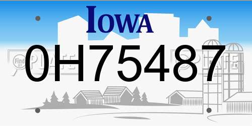 0H75487 Iowa License Plate