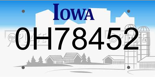 0H78452 Iowa License Plate