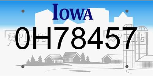 0H78457 Iowa License Plate