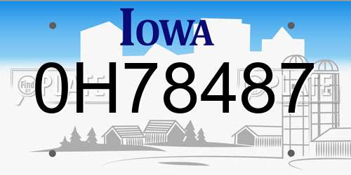 0H78487 Iowa License Plate