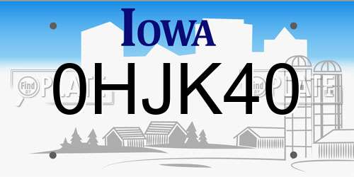0HJK40 Iowa License Plate