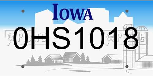 0HS1018 Iowa License Plate