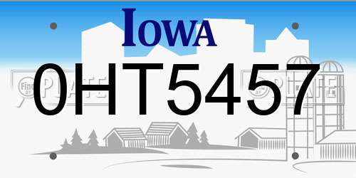 0HT5457 Iowa License Plate