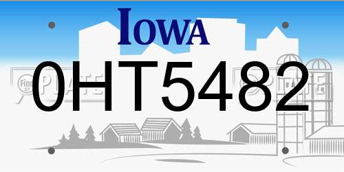 0HT5482 Iowa License Plate