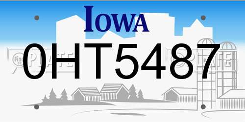 0HT5487 Iowa License Plate