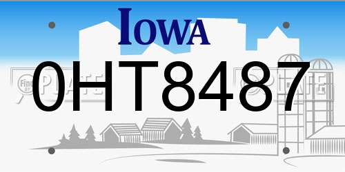 0HT8487 Iowa License Plate
