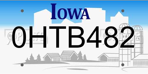 0HTB482 Iowa License Plate