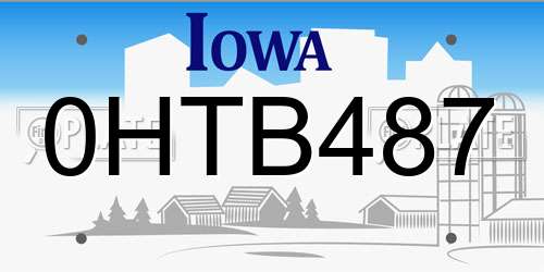 0HTB487 Iowa License Plate