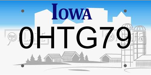 0HTG79 Iowa License Plate