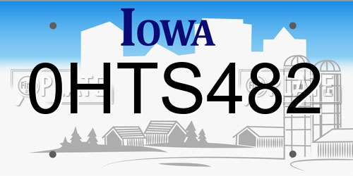 0HTS482 Iowa License Plate