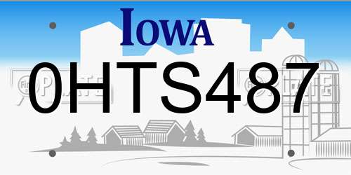 0HTS487 Iowa License Plate