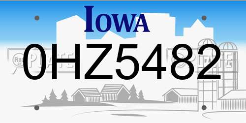 0HZ5482 Iowa License Plate