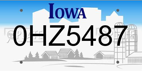 0HZ5487 Iowa License Plate