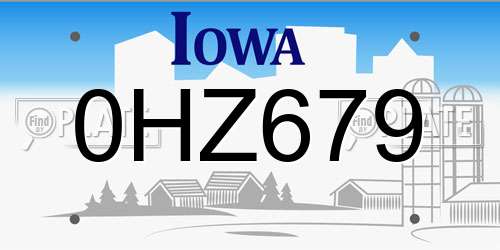 0HZ679 Iowa License Plate