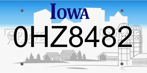 0HZ8482 Iowa License Plate