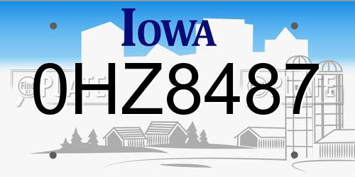 0HZ8487 Iowa License Plate