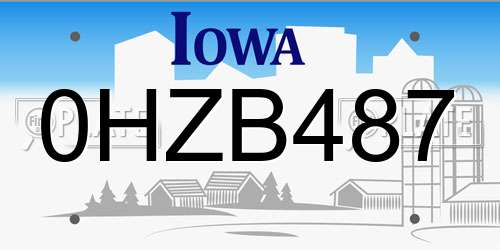 0HZB487 Iowa License Plate