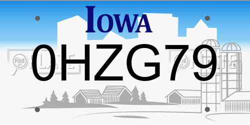 0HZG79 Iowa License Plate