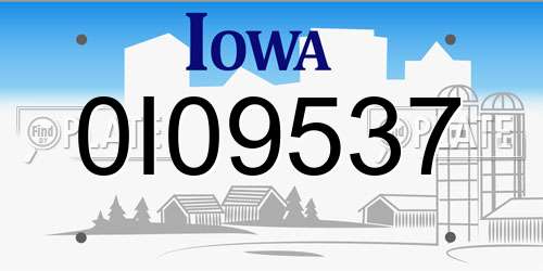 0I09537 Iowa License Plate