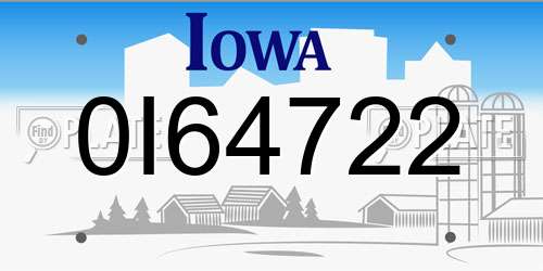 0I64722 Iowa License Plate