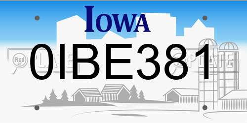 0IBE381 Iowa License Plate