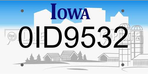 0ID9532 Iowa License Plate