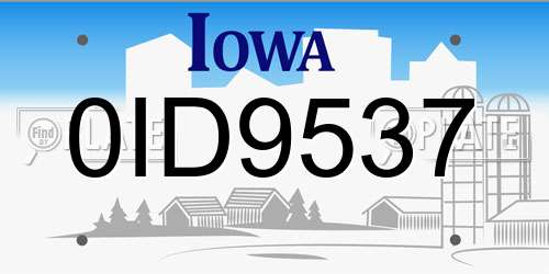 0ID9537 Iowa License Plate