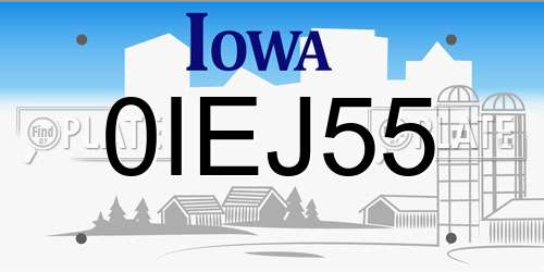 0IEJ55 Iowa License Plate