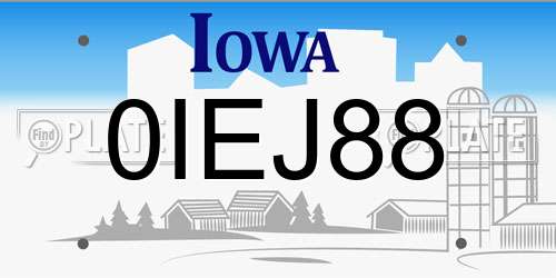 0IEJ88 Iowa License Plate