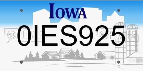 0IES925 Iowa License Plate