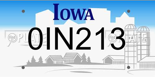 0IN213 Iowa License Plate