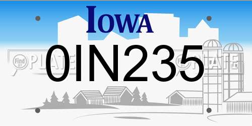 0IN235 Iowa License Plate