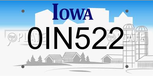 0IN522 Iowa License Plate