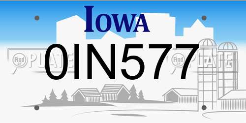0IN577 Iowa License Plate