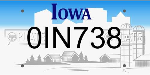 0IN738 Iowa License Plate