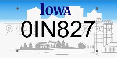 0IN827 Iowa License Plate