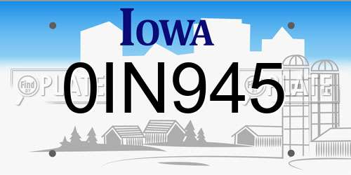 0IN945 Iowa License Plate