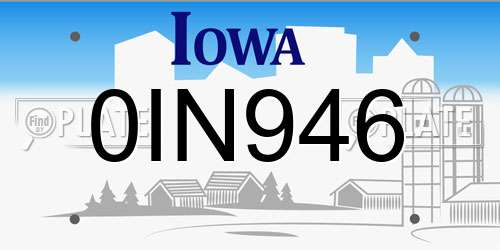 0IN946 Iowa License Plate