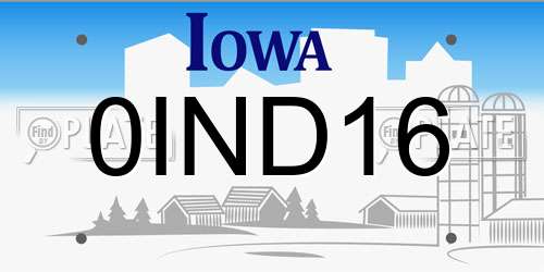 0IND16 Iowa License Plate