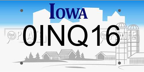 0INQ16 Iowa License Plate