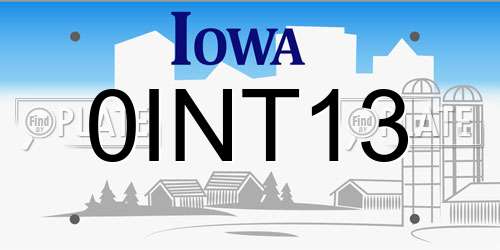 0INT13 Iowa License Plate