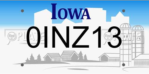 0INZ13 Iowa License Plate