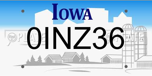 0INZ36 Iowa License Plate