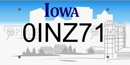 0INZ71 Iowa License Plate